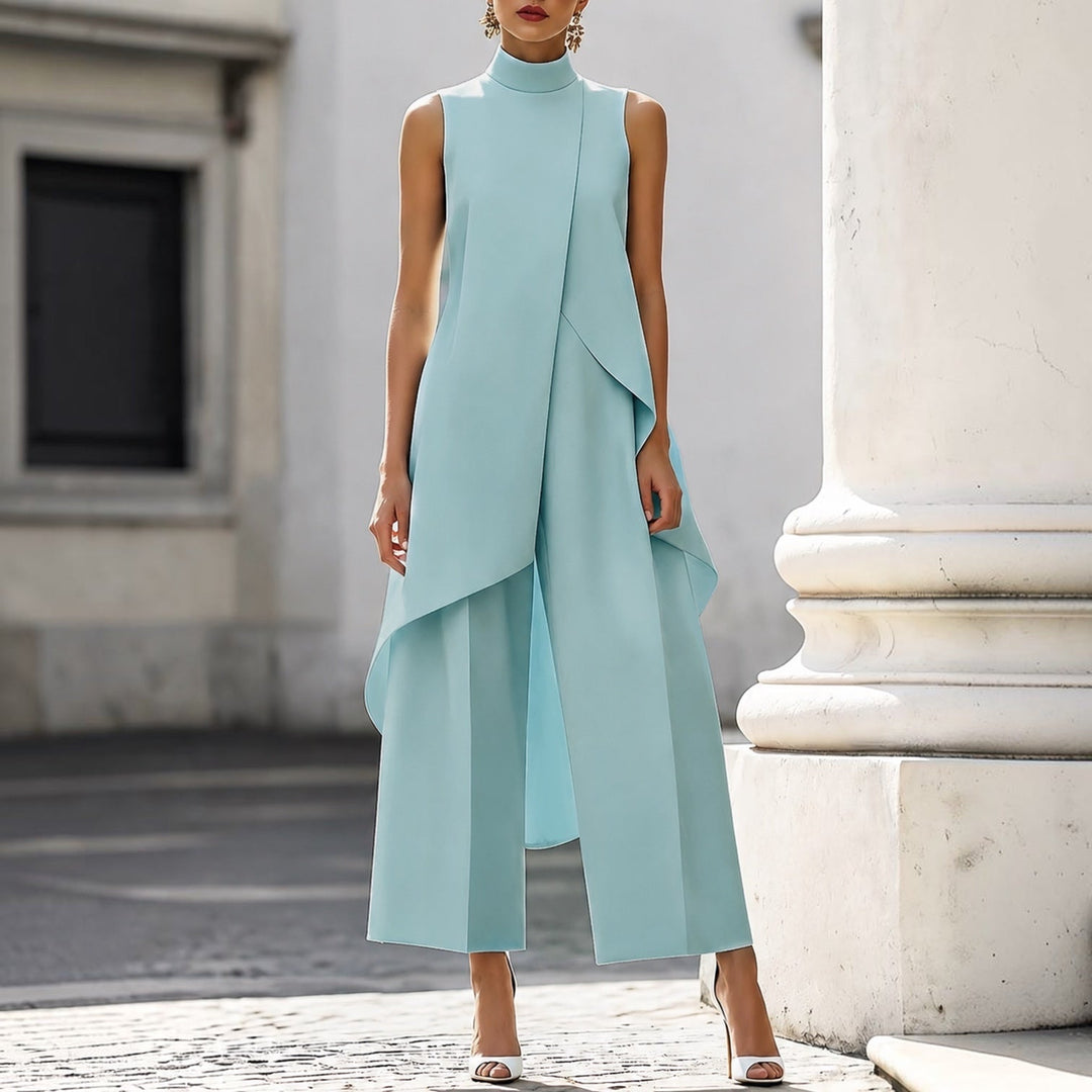 Valentina | Elegantní overal s řaseným topem a stojáčkem