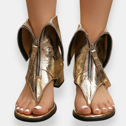 Zafira | Metalické sandály na zip