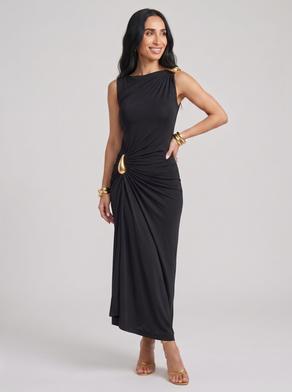 Cinthia | Elegantní šaty se zlatými úchyty