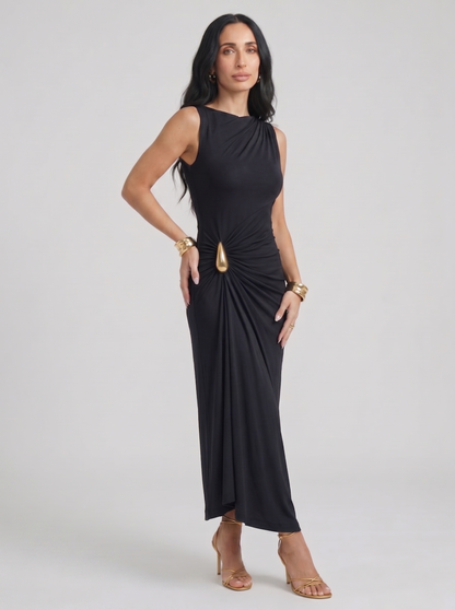 Cinthia | Elegantní šaty se zlatými úchyty