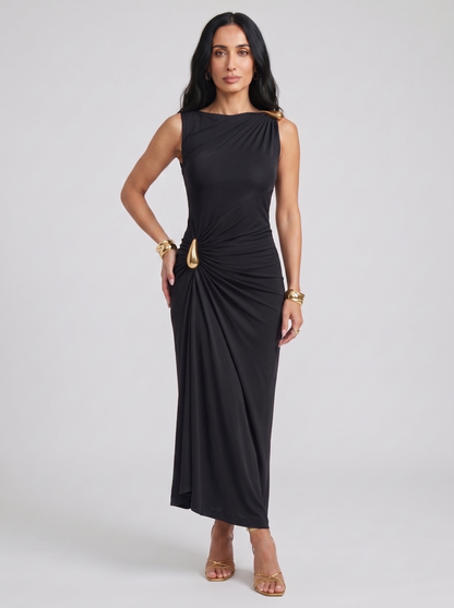 Cinthia | Elegantní šaty se zlatými úchyty