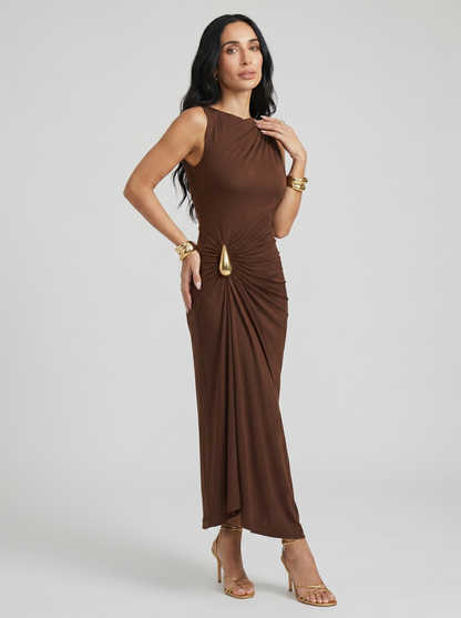 Cinthia | Elegantní šaty se zlatými úchyty