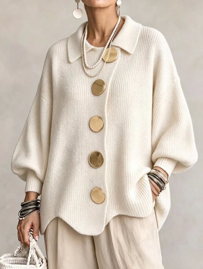 Victoire | Oversize kardigan s velkými zlatými knoflíky