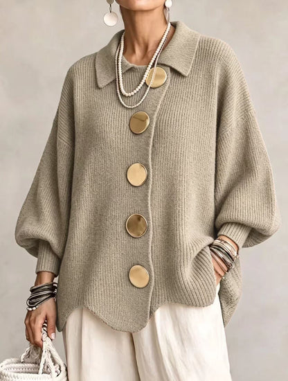 Victoire | Oversize kardigan s velkými zlatými knoflíky