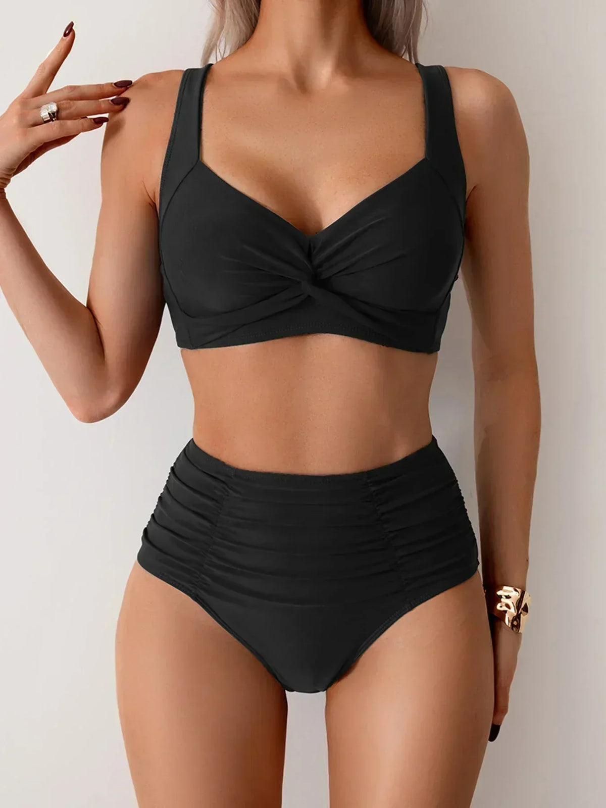 Marta - Bandeau bikini z řasené látky