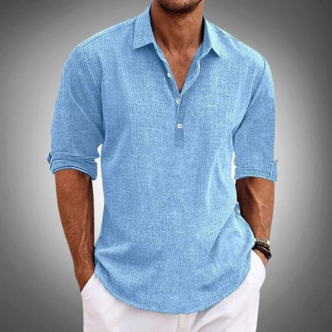 Sergio | Pánské polo tričko s knoflíky, dlouhý rukáv, rozhalenka | Léto