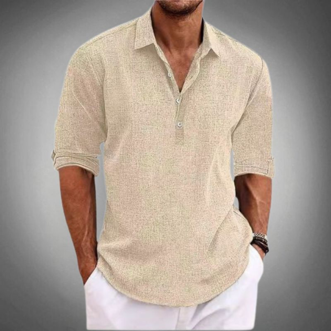 Sergio | Pánské polo tričko s knoflíky, dlouhý rukáv, rozhalenka | Léto