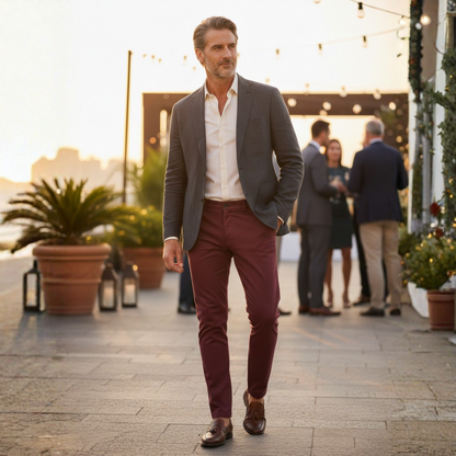 Unax | Pánské chino kalhoty skinny fit s úzkými kotníky, bočními kapsami a poutky na pásek