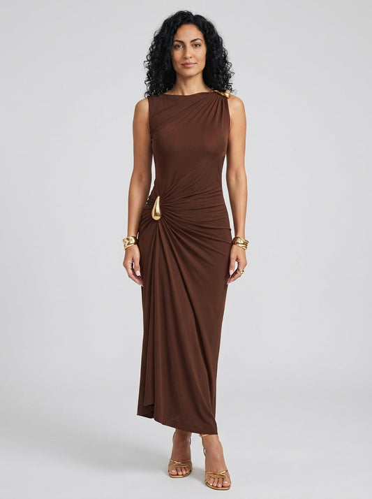 Cinthia | Elegantní šaty se zlatými úchyty