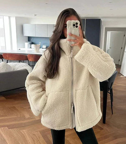 Silvana | Oversized Teddy bunda s vysokým límcem