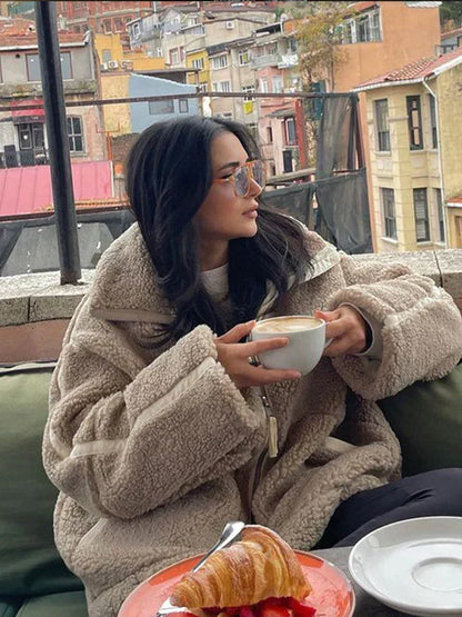 Silvana | Oversized Teddy bunda s vysokým límcem