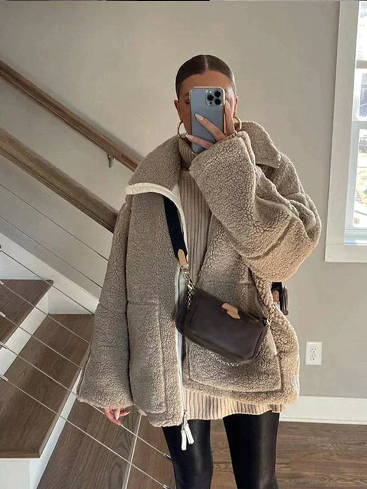 Silvana | Oversized Teddy bunda s vysokým límcem