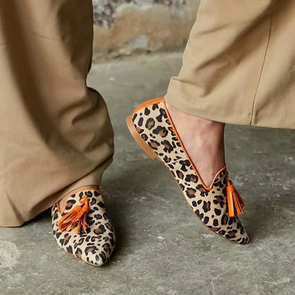 Nerina Mokasíny s leopardím vzorem a střapci