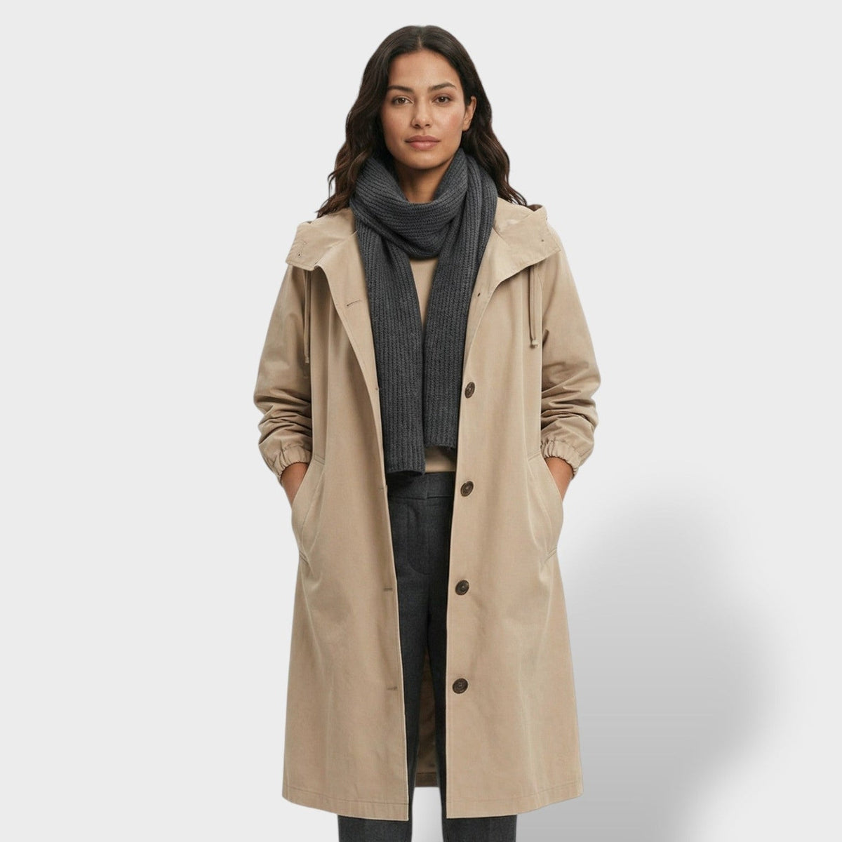 Gabardina Trench Impermeable Beige Mujer