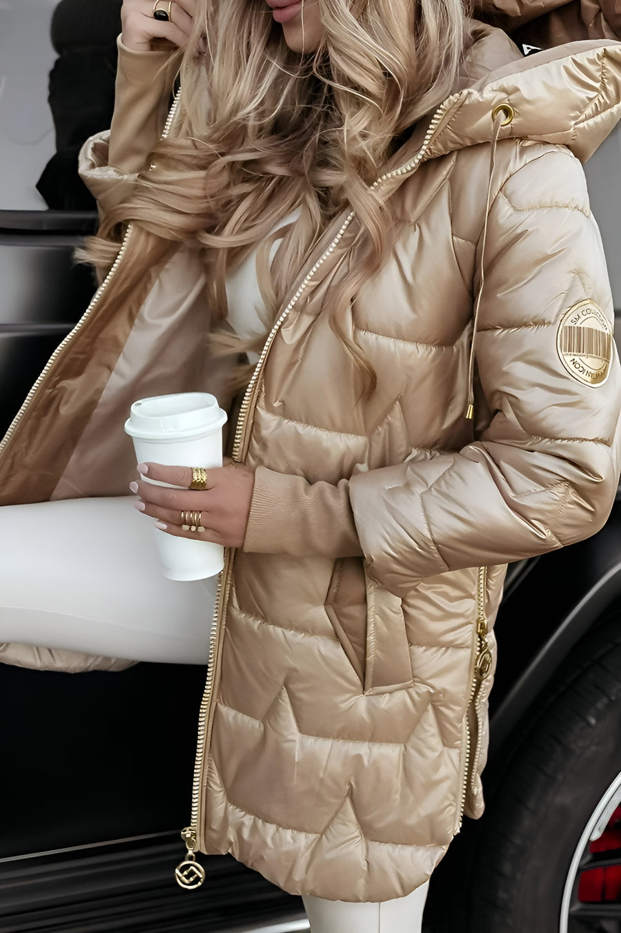 Mageina - Elegantní zimní kabát s kapucí a prošíváním