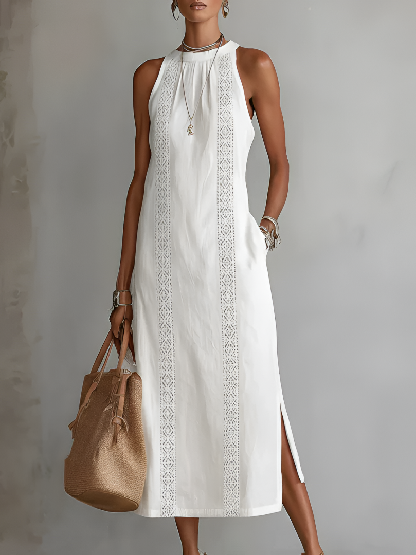 Jimena | Abito Midi con Collo Mao