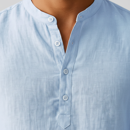 Mateo | Camisa Henley de Lino de Hombre Manga Larga