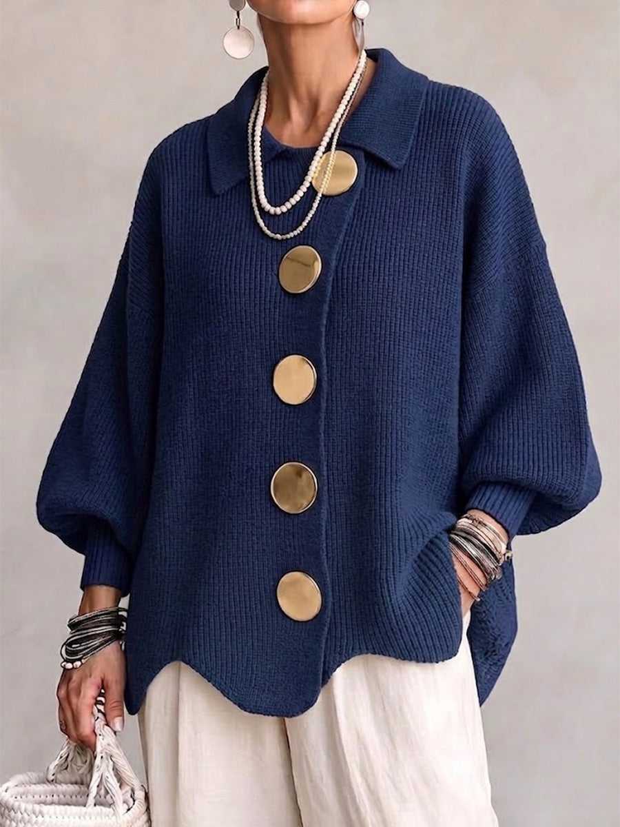 Victoire | Oversize kardigan s velkými zlatými knoflíky