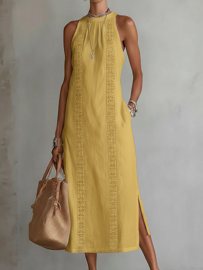 Jimena | Abito Midi con Collo Mao