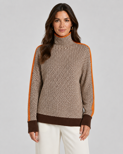 Jersey de mujer de espiga con cuello alto