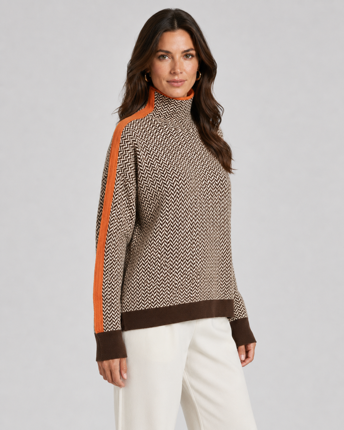 Jersey de mujer de espiga con cuello alto